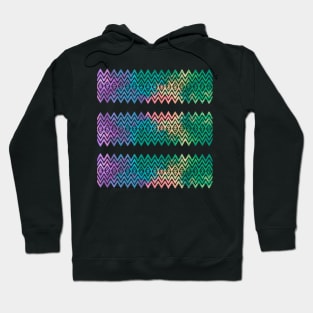 Colourful Purple and Green Zigzag Silhouette Digital Art Hoodie